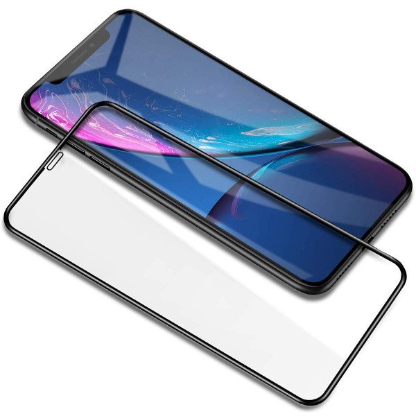 Wholesale iPhone 11 (6.1in) / iPhone XR HD Tempered Glass Full Glue Screen Protector (Black Edge)